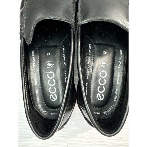 Ecco Men’s Leather Driving Loafers Moc Toe Walking Shoes Arch Support Black 42 - Picture 6 of 13